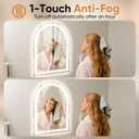 24"x36" Arched LED Bathroom Vanity Mirror with lights, Frameless Mirror