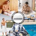 2 x Tudomro 2 Pcs Men's Bath Wrap Towel Large Shower Adjustable Terry Body Spa Towel with Pocket After Shower Wrap for Men Gift Spa College Bath Dorm Room Gym(Grey, White)