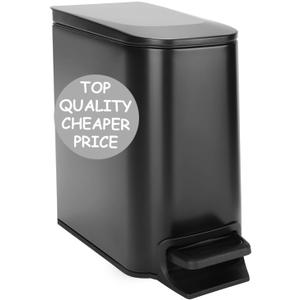 Homie Soft Close, Slim Trash Can 6 Liter / 1.6 Gallon with Anti - Bag Slip Liner and Lid, Use as Mini Garbage Basket, Slim Dust Bin, or Decor in Bathroom, Restroom, Kitchen, or Bedroom (Matte Black)