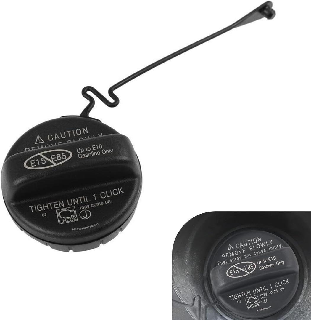 Fuel Tank Cap, Fuel Tank Filler Port Leak-proof Sealing Cover with Rubber Ring, Snug Fit Waterproof Standard Replacement 77300-52030/77300-07030/06040, Compatible with Camry Corolla (Black)