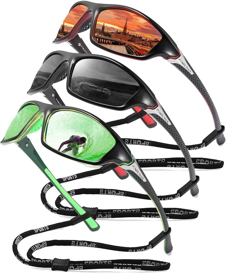 FAGUMA Sports Polarized Sunglasses For Men Cycling Driving Fishing UV400 Protection, Standard