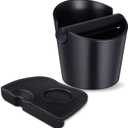 Set of 2 Pieces Espresso Knock Box and Coffee Tamper Mat Reliable Barista Tools with Removable Knock Bar Non-slip Base Food Safe Silicone Espresso Tamper Mat for Barista Bar Shop Worktop