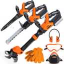 3-in-1 Kids Yard Tools - Kids Weed Wacker Toy, Kids Leaf Blower & Chainsaw, Kids Garden Tools with Safety Equipment, Realistic Lights & Sounds, Pretend Play Outdoor & Indoor Toys