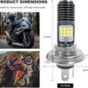 9-16V H4 LED Motorcycle Headlight Bulbs, Super Bright 3030 Chips Bulb Halogen Lamp Replacement, Waterproof High/Low Beam LED Headlight Bulb for Most Motorcycles ATVs (White)