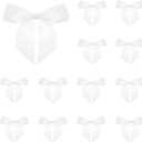 MECCANIXITY 50 Pcs Pre-Tied Bows Satin Ribbon Bows 4.5" Twist Ties Gift Bows for Craft DIY Candy Bags Christmas Wedding Decor Party Treat Bags White