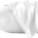Pillowcases for Hair and Skin, Silky Soft and Luxurious Bedding Pillow Cases with Envelope Closure, 20x26 Inches, White