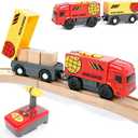Electric Remote Control Train Toy, Battery Operated Locomotive Motorized Train Toy Gift for Boy Kids Toddlers Fit Thomas, Brio, Chuggington(red Truck)