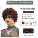 Short Curly Ombre Brown Afro Wig for Black Women, Braided Dreadlock Synthetic Hair Glueless, African American Women's Natural Style