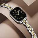 Wearlizer Slim Metal Band Compatible with Apple Watch Bands Women, Thin Dressy Stainless Steel Strap Designer Bracelet for iWatch  Silver/Gold, 38/40/41/42mm(Series 11 10)