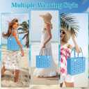 PoVwlty Rubber Beach Bag for Men & Women, Water-resistant Travel Tote Bag for the Beach Boat Pool
