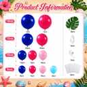 2 x Blue Balloon Arch Kit,Royal Light Blue Hot Pink Balloons with Palm Leaves for Girl Boy Themed Birthday Party Decorations Baby Shower Graduation Summer Pool Hawaii Tropical Party Supplies