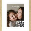 An&He 9x12 inch Picture Frame, Oak Simple Photo Frame for Decorative Artwork, Suitable for Tabletop, Desk, Bookshelf and Wall Display, Photo Gallery Decor