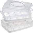 Snapware (2-Layer, 24 Eggs) Plastic Detachable Deviled Egg Carrier Storage Container With Lid and Handle, Freezer Dishwasher Microwave Safe