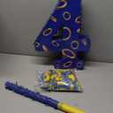 Simgoing Number 4 Blue and Golden Rings Piata for Kids Birthday Cartoon Theme Small Piata with Blindfold Stick Confetti for Fiesta Cinco De Mayo Party Decor, 15.8 x 11 x 2.8 Inch