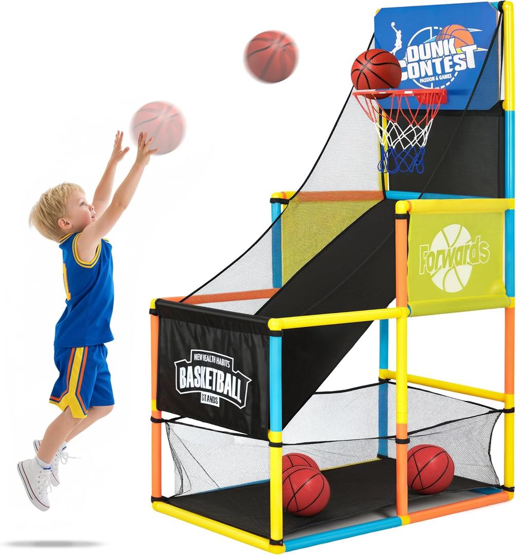 LovesTown Arcade Basketball Game, Basketball Hoop for Kids with 4 Balls Outdoor Indoor Active Play Toys Carnival Games Birthday Gifts for Boys Girls