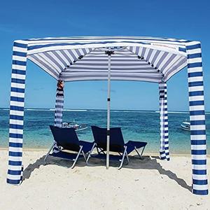 CoolCabana Beach Shade Tent - Easy Setup, UPF 50+ Protection, Large & Medium Sizes, Compact & Wind Resistant - Beach Cabana for The Whole Family - Navy Stripes, Medium