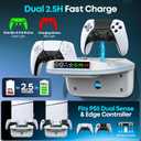 PS5 Wall Mount Kit with Cooling Fan and Charging Station Compatible with PS5/ Slim/Pro Disc and Digital, PS Five Floating Shelf with 9 RGB Lights, PS 5 Mount Behind TV, PS 5 Accessories for Gaming