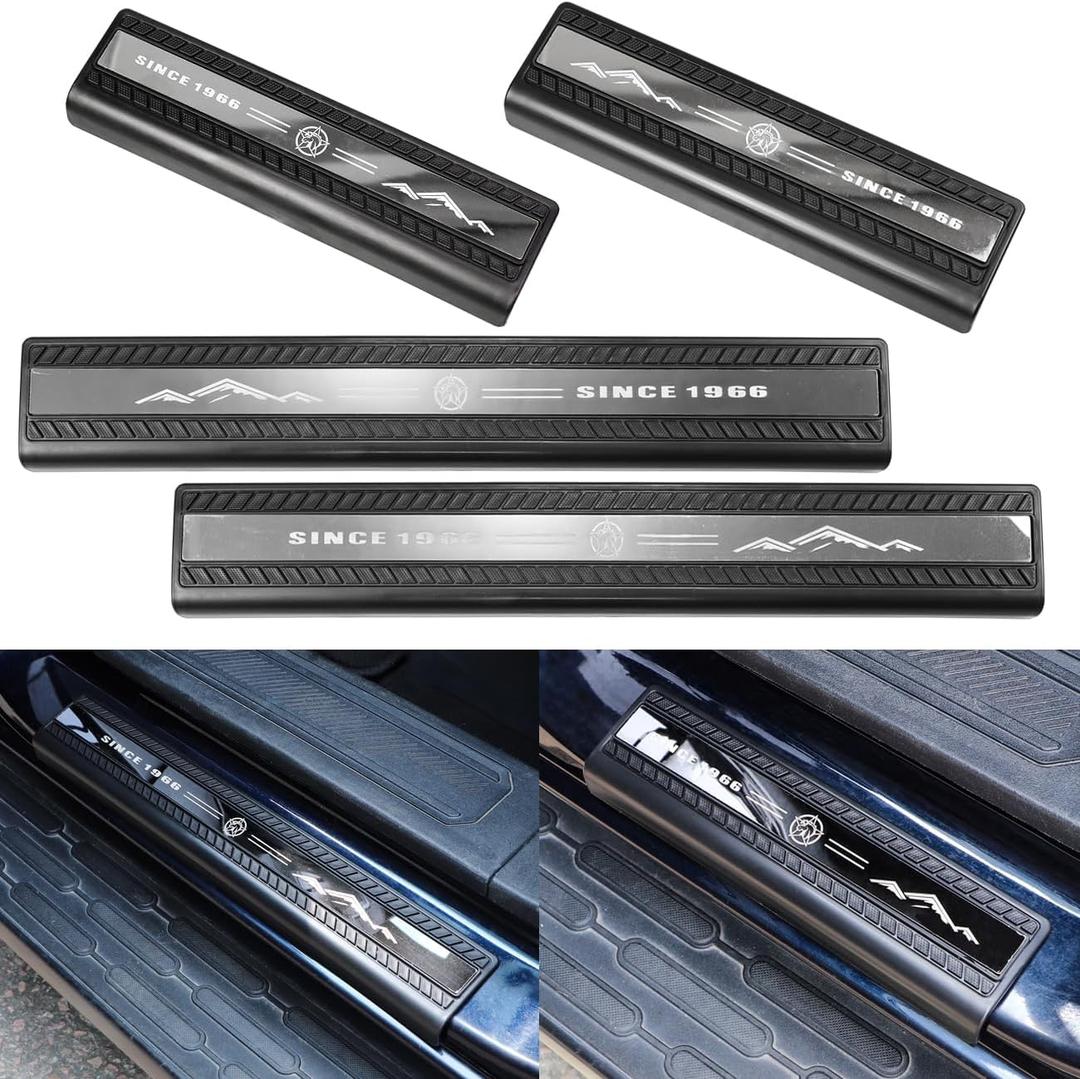 Door Sill Edge Entry Guards Compatible with for Ford Bronco 4 Door 2021 2022 2023 2024 2025 2026 Door Sill Edge Scuff Plate Threshold Strip Protector Trim Stickers