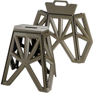 18" Folding Step Stool Chair, 500lb Capacity - Collapsible Stool with Handle, No Assembly, Non-Slip Textured Surface - for Kitchen, Bedroom, Camping, Portable Stool, Green 1 Piece