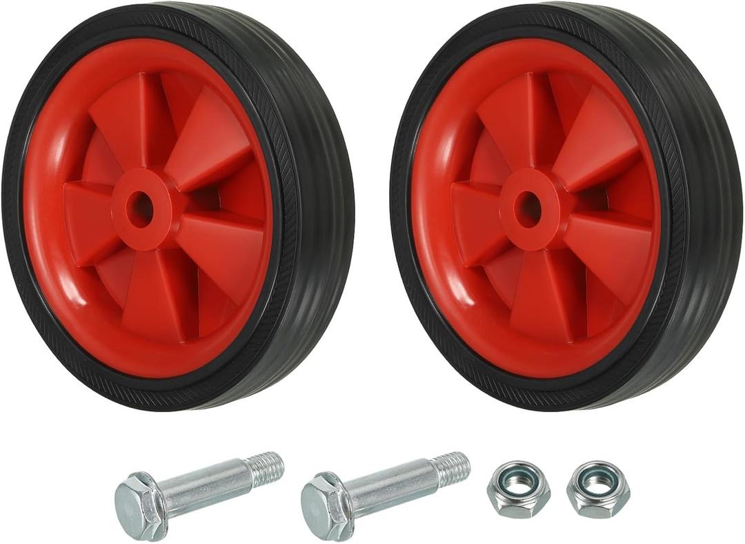 PATIKIL 6" Air Compressor Wheels, 2 Pcs Universal Air Compressor Wheel Replacement Parts with 0.5" Dia. Hole for Easy Mobility, Red