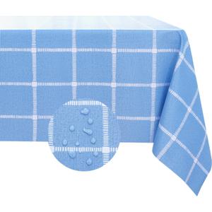 Romanstile Rectangle Plastic Tablecloth, 100% Waterproof Oil-Proof Checkered PVC Table Cloth, Heavy Duty Vinyl Table Cover for Dining, Camping, Picnic, Outdoor - 54 x 120 Inch, Light Blue