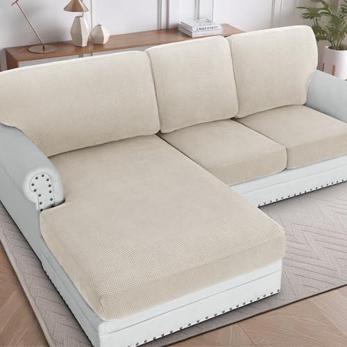 H.VERSAILTEX Sectional Couch Covers 3 Pieces Sofa Seat Cushion Covers L Shape Separate Cushion Couch Chaise Cover for Both Left/Right Sectional Couch (Seat Only: 1 Chaise + 2 Sofa, Island Fossi)