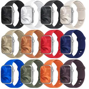12 Pack Sport Bands Compatible with Apple Watch Band 44mm 45mm 46mm 49mm for Women Men, Soft Wristband Silicone Strap for iWatch Bands Series 11 10 9 8 7 6 5 4 3 2 1 Ultra SE  (A-Black/White/Midnight/Starlight/Stone/Brown/(PRODUCT)RED/Midnight Blue/Royal Blue/Forest Green/Orange/Deep Cherry)