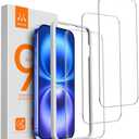 Mkeke 3 Pack Screen Protector for iPhone 16/ iPhone 15 6.1", [9H+ Tempered Glass] [Easy Installation Frame][Military-Grade Drop Protection] HD Clear, Anti-Scratch, Bubble Free Pack of 2