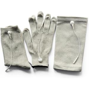 Pair of Conductive Fiber TENS/ EMS Electrode Gloves & Massage Kneepads & Massage Socks With 6pcs Adapter Lead Wires For TENS/ EMS Machine For Physical Therapy