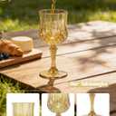Plastic Wine Glasses Set, 7oz Vintage Goblets Shatterproof Unbreakable Reusable & Disposable, Drinking Glasses with Stem, for Wedding Outdoor Dinner Mother's Day Party (48pcs, Gold)