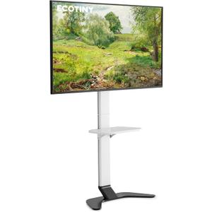 Ultra Slim TV Floor Stand for 3786 Inch TVs, No Drill Modern Curved Base with Shelf, Adjustable Height & Tilt, Space-Saving Design with Cable Management, Fits VESA 600x400mm, White