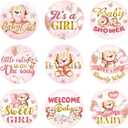 Clabby 504 Pieces Boy Girl Baby Shower Favors Stickers Mini Kisses Candy Stickers Chocolate Drop Labels Wrappers Little Cutie Baby Shower Decoration for Sprinkle Birthday Party(Pink Bear)