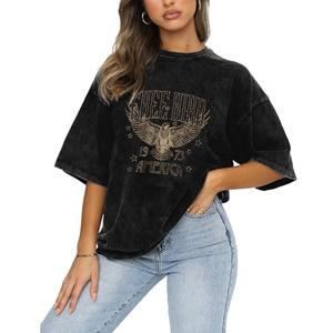 KEKEMI Vintage Rock Band Tshirts Women Retro Free Bird Western Graphic Tees Country Music Shirts Casual Short Sleeve Tops(Black-104,Medium)