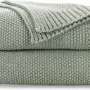 CozeCube Sage Green Throw Blanket for Couch, Soft Cozy Cable Knit Throw for Bed Sofa Living Room, Lightweight Warm Decorative Farmhouse Christmas Blanket, 50"x60", Sage Green
