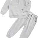 GRNSHTS Toddler Matching Outfits Boy and Girl Fall Clothes Baby Long Sleeve Winter Sweatsuit Sets 2-6Y (3T, Grey)