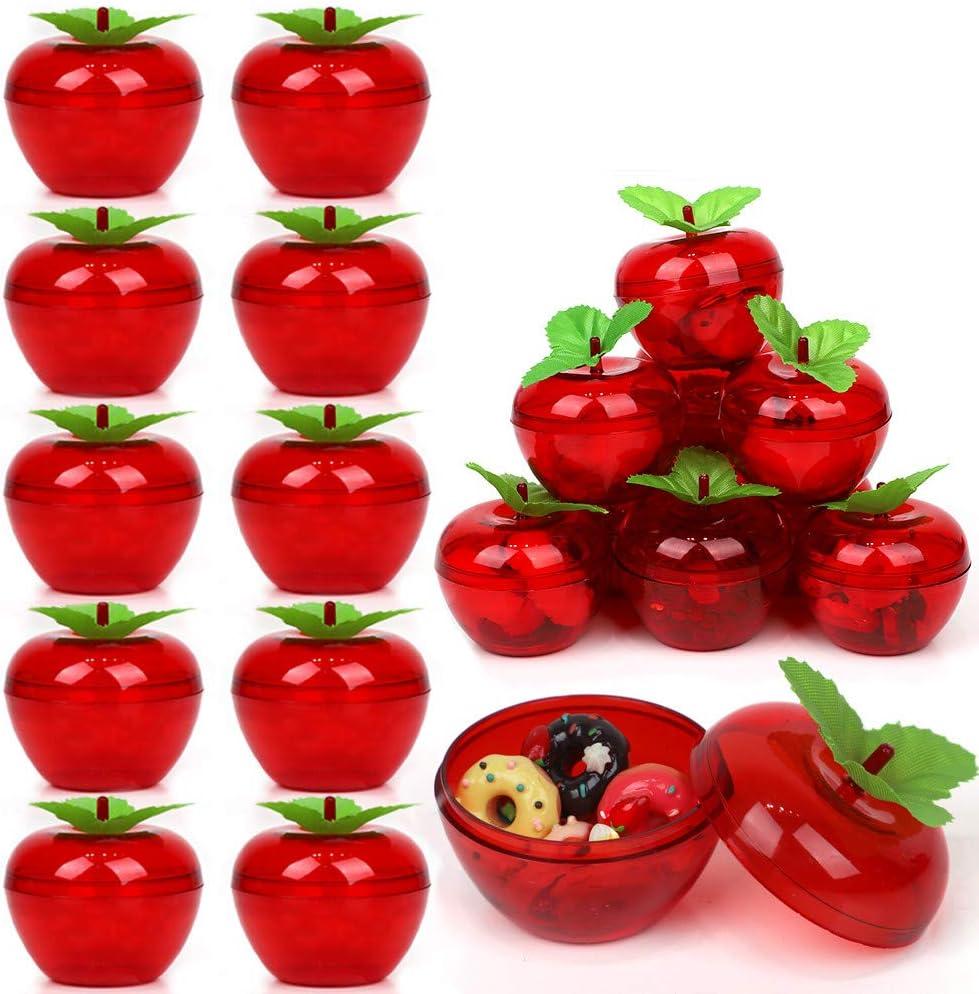 20 Pack Apple Container Christmas Wedding Party Toy Filled Plastic Bobbing Apples Christmas Tree Xmas Decorations Baubles Party Wedding Fruit Ornament Teacher Supplies Favors for Kids