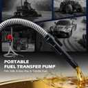 Orion Motor Tech Fuel Transfer Pump, 3.2GPM Electric Gas Can Pump, 51" Hose Auto-Shutoff Nozzle, USB-C & AA Battery (NO BATTERIES INCLUDED) Powered, 4 Adapters for Gasoline, Diesel, Kerosene, Red