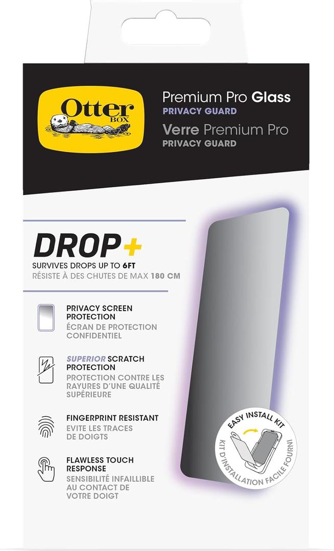 OtterBox iPhone 15 Pro MAX (Only) Premium Pro Glass Privacy Guard, Privacy Screen, Precision Fit, Flawless Touch Response, Easy Installation (ships in polybag, ideal for business customers)