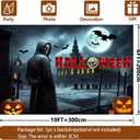 Halloween Backdrop Spooky Night Scene with Full Moon Grim Reaper Bats Tombstones and Forest Horror Style Photography Prop Suitable for Indoor Decoration Outdoor Gardens and Haunted House Theme Parties