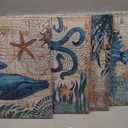 Beach Wall Art Bathroom Decor Rustic Sea Turtle Canvas Prints for Beach House Living Room Teal Coastal Ocean Animal Pictures Bedroom Beach Artwork Nautical Painting Kitchen Home Decoration 20x20" 4