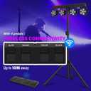 Telbum DJ Stage Lights with Stand, 240W RGBW LED Par Light, DMX, Wireless Footpedal, Remote Control, Sound-Activated Professional DJ Lighting Package for Gig Bar Wedding Party Show Church and Concerts