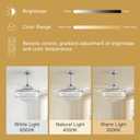Modern 42 Inches Dimmable Fandelier Crystal Retractable Ceiling Fans with Light and Remote, Invisible LED Crystal Chandelier Fan for Bedroom-Polished Chrome