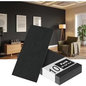 10 Pack Acoustic Panels, 48 x 24 Inch Black Adhesive Sound Dampening Panel | Large Sound Proof Panels for Walls, High Density Sound Absorbing Panel for Recording Studio, Home, Office