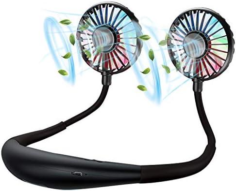 YALTOON Neck Fan - 2600mAh Battery Operated Hands Free Fan, Portable Hang Around Neck Fans for Fishing, Camping, Hiking, Working, USB Powered, Over 12 Hours Cooling