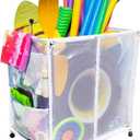 Modern Blue Pool Storage Bin - Extra Large | Perfect Contemporary Nylon Mesh Basket Organizer For Goggles, Beach Balls, Floats, Swim Toys & Accessories | Air Dry Items Quickly & Easily, White