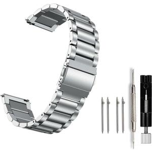Moran Stainless Steel Watch Band Quick Release Replacement Metal Strap 20mm 22mm for Men Women (Silver+ Folding Clasp, 22mm)