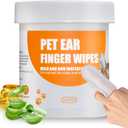 Ear Finger Wipes for Dogs & Cats, 50 Count Dog Ear Cleaner Finger Wipes, for Dirty, Waxy, Smelly Ears - Soothes & Relieves Ear Itching, All Natural Ingredients
