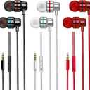 3 Pack Wired Earbuds, Wired in-Ear Headphones with Microphone and Volume Control, Noise Isolation, Pure Sound, Lightweight 3.5mm Earbuds Compatible with Samsung, Tablets, Laptops, MP3 and etc.
