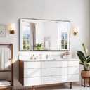 Beveled Mirror, 30x48 Large Frameless Bathroom Mirrors for Wall, 3mm Tempered Glass Rectangle Vanity Mirror with Beveled Edge, Crystal-Clear, Hangs Horizontally or Vertically