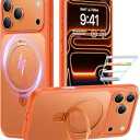 TORRAS for iPhone 17 Pro Case with Stand, Fit for MagSafe, 4X Military Drop Protection, Camera Control Button, Slim Soft Edge Phone Case for iPhone 17 Pro, Translucent Matte Cover 6.3", Bright Orange